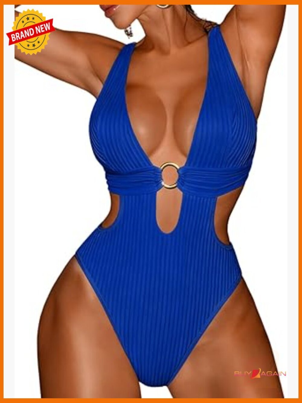 Plunge V One Piece Swimsuit, Cut Out High Cut Cheeky Monokini